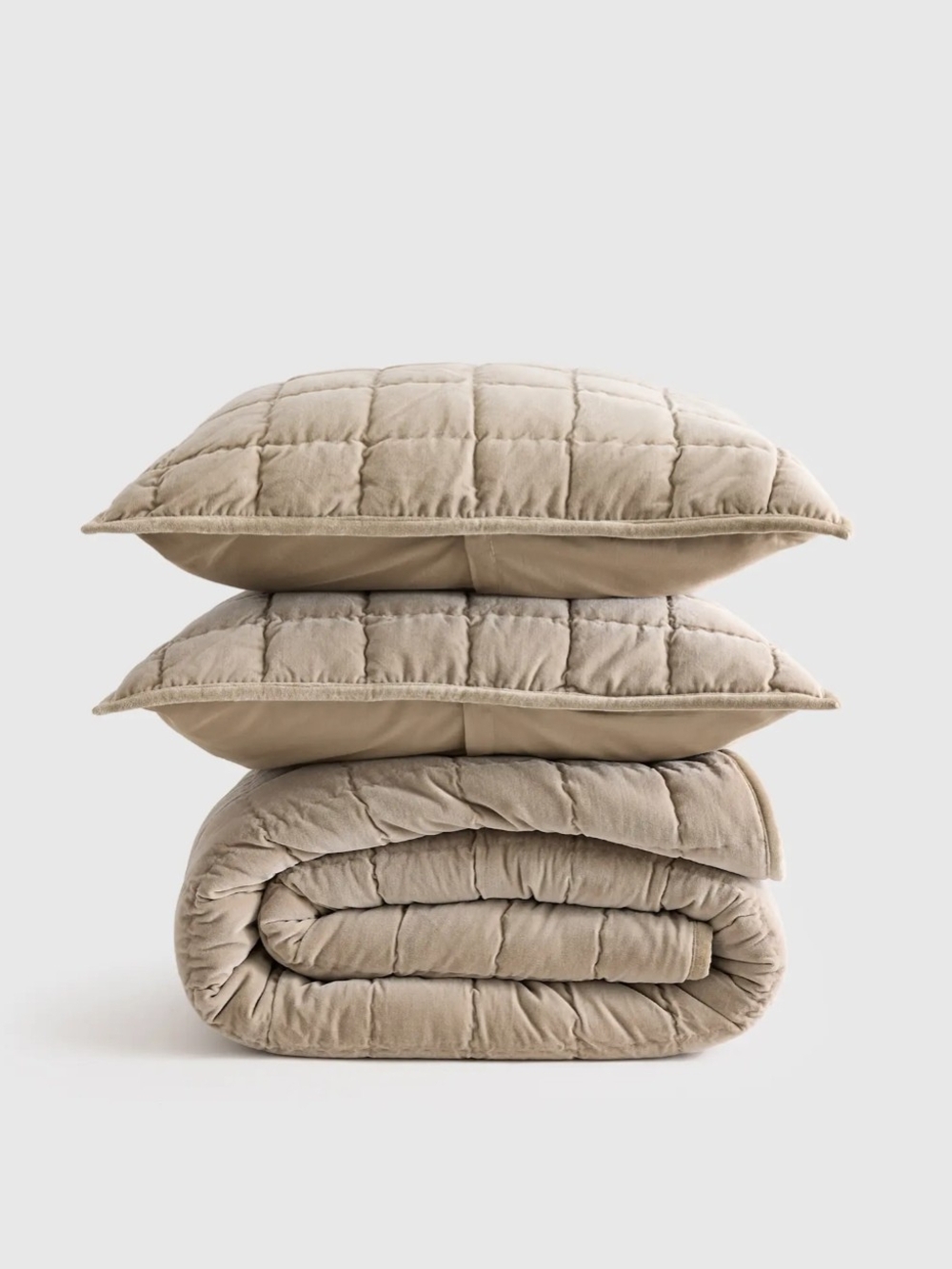 Quince Cotton Velvet Box Quilt Set King Cal King with Shams